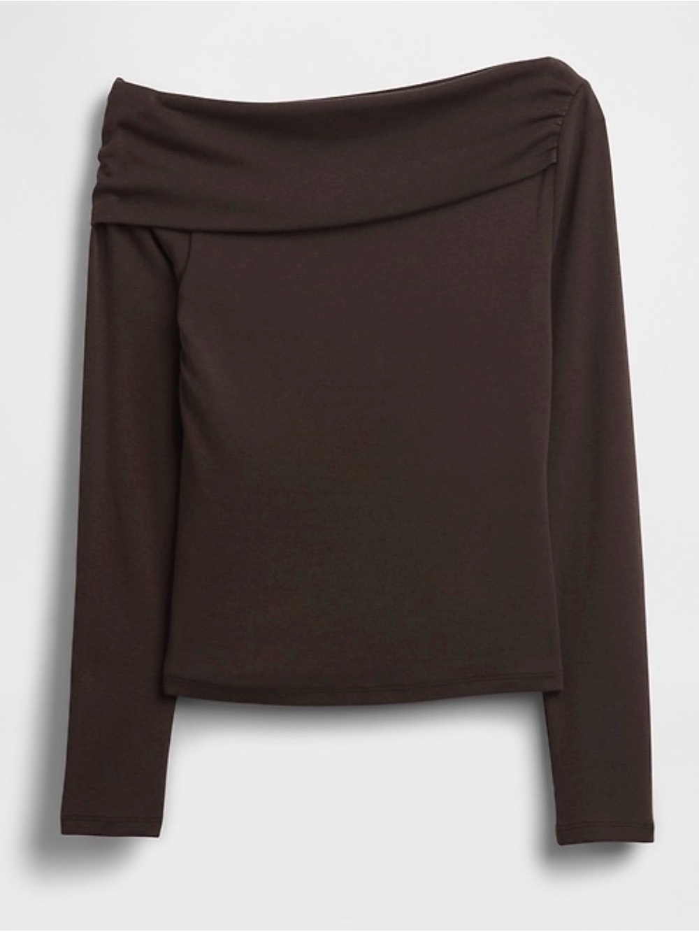 Women's Off-Shoulder Long Sleeve Shirt- Brown